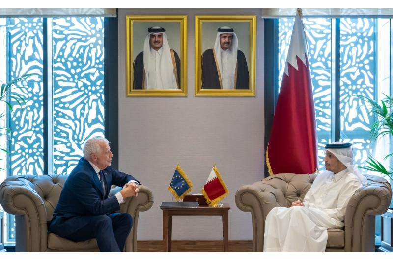 رئيس مجلس الوزراء وزير الخارجية يستقبل الممثل الأعلى للشؤون الخارجية والسياسة الأمنية في الاتحاد الأوروبي