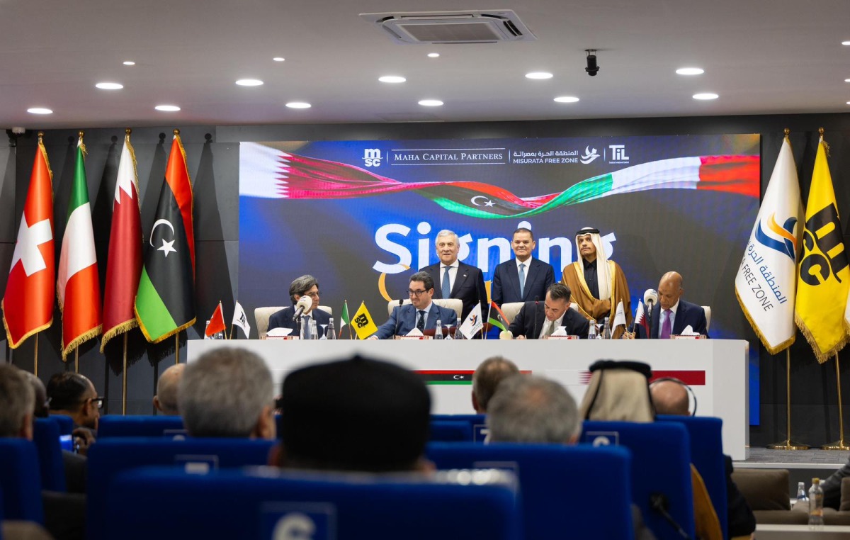 قطر وليبيا وإيطاليا توقع اتفاقية شراكة استراتيجية لتطوير وتوسعة ميناء المنطقة الحرة بمصراتة