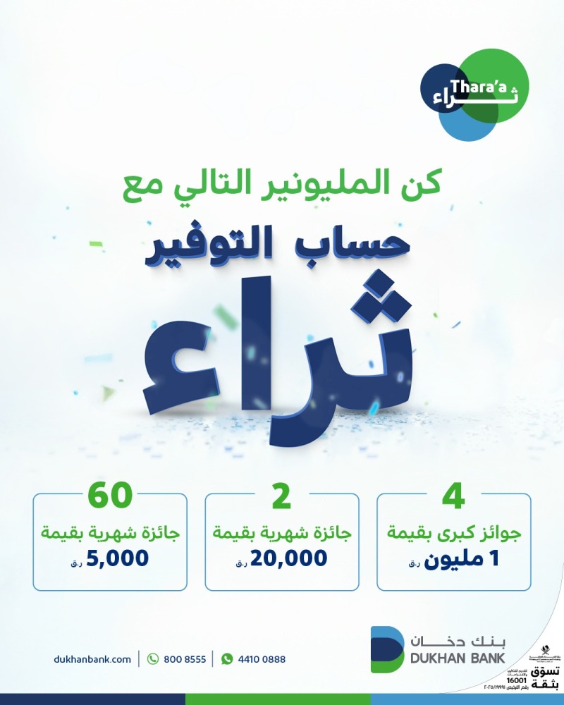 بنك دخان يعلن أسماء الفائزين بجوائز سحب حساب التوفير ثراء لشهر فبراير 2026